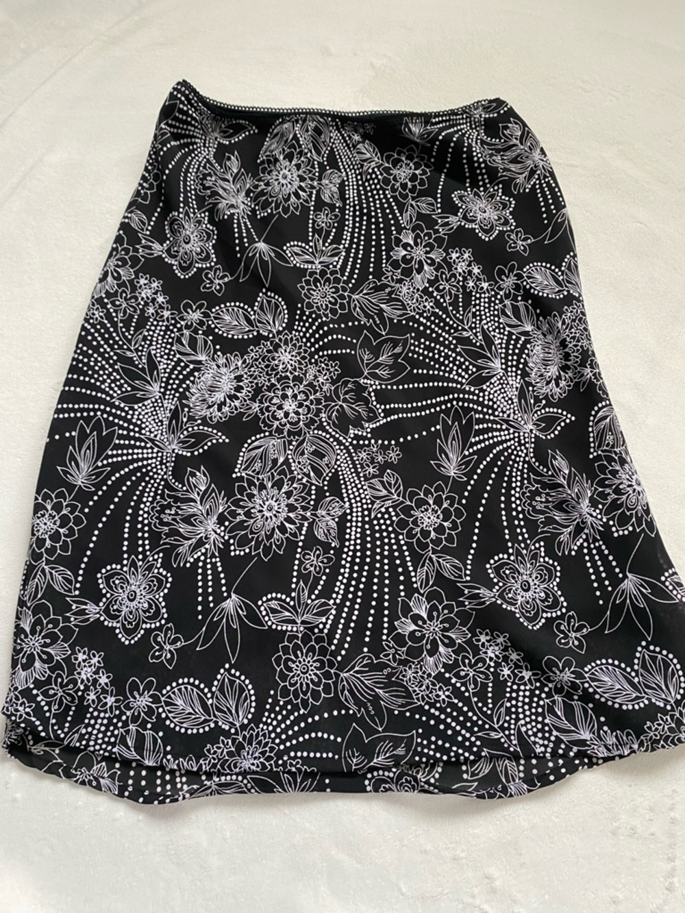 Y2K Black & White Floral Slip Skirt